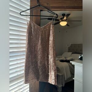 Revolve rose gold sparkly mini dress